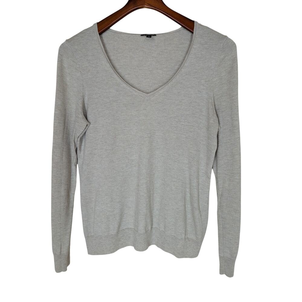 Talbots Cashmere Pima Cotton Blend Sweater Women's Medium V-Neck Pullover Tan